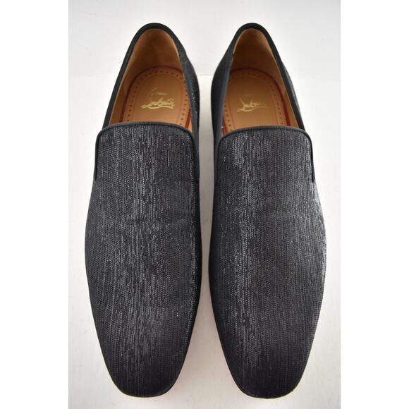 Christian Louboutin Mens Dandelion Flat Black Shantung Diams Dress Loafer 43 10 main image 7